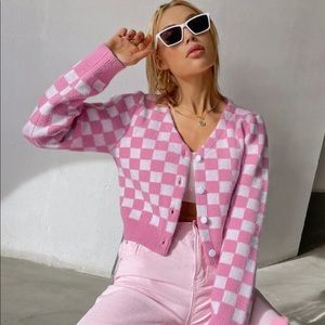 ‼️ SOLD ‼️ Pink Checkered Cardigan
